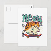 Katten Schaatsen Miauw Briefkaart (Voorkant / Achterkant)