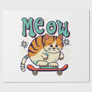 Katten Schaatsen Miauw Cadeaupapier