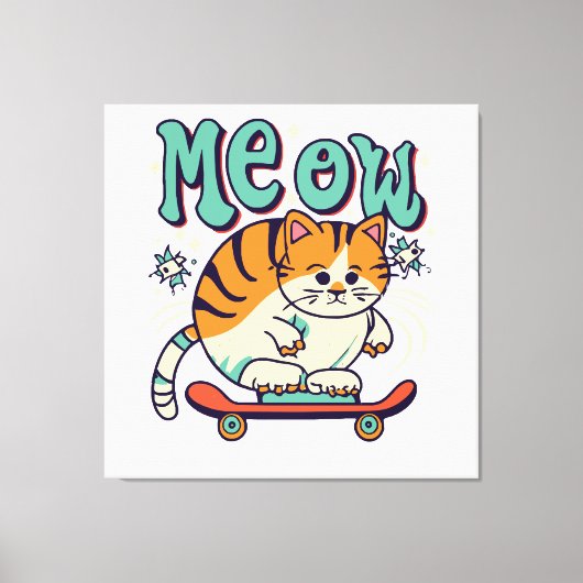 Katten Schaatsen Miauw Canvas Afdruk (Voorkant)