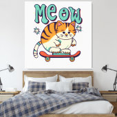 Katten Schaatsen Miauw Canvas Afdruk (Insitu (Slaapkamer))