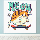Katten Schaatsen Miauw Canvas Afdruk (Insitu (Houten vloer))