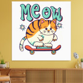 Katten Schaatsen Miauw Canvas Afdruk (Insitu (Woonkamer))