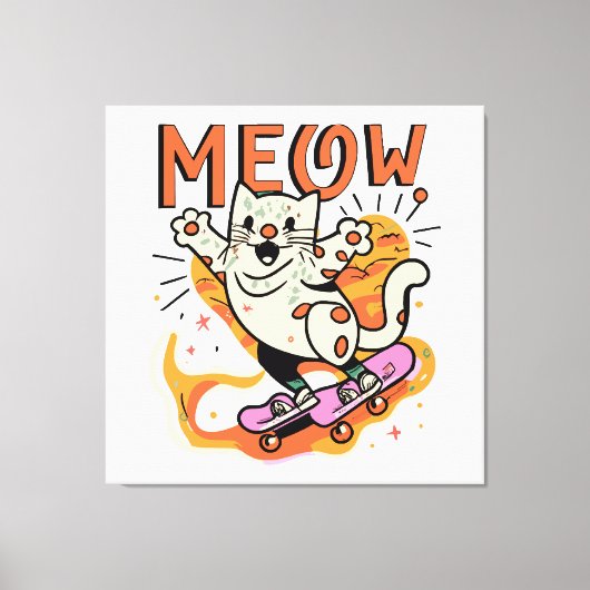 Katten Schaatsen Miauw Canvas Afdruk (Voorkant)