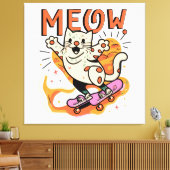 Katten Schaatsen Miauw Canvas Afdruk (Insitu (Woonkamer))