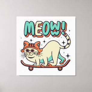 Katten Schaatsen Miauw Canvas Afdruk