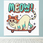 Katten Schaatsen Miauw Canvas Afdruk (Insitu (Houten vloer))