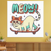 Katten Schaatsen Miauw Canvas Afdruk (Insitu (Woonkamer))
