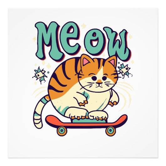 Katten Schaatsen Miauw Foto Afdruk (Voorkant)