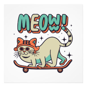 Katten Schaatsen Miauw Foto Afdruk