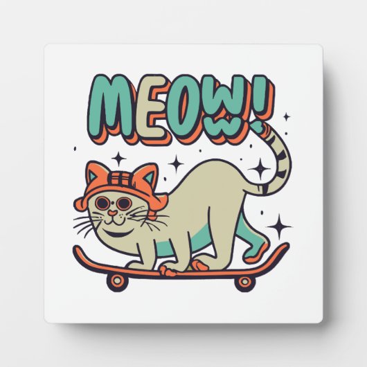 Katten Schaatsen Miauw Fotoplaat (Voorkant)