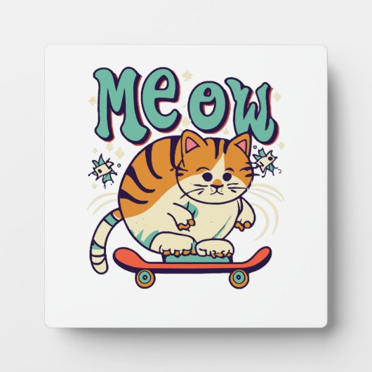 Katten Schaatsen Miauw Fotoplaat (Voorkant)