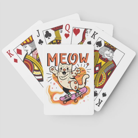 Katten Schaatsen Miauw Pokerkaarten (Achterkant)
