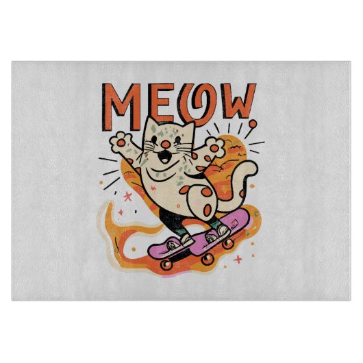 Katten Schaatsen Miauw Snijplank (Voorkant)