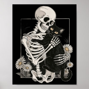 Katten schedel kitten schattig skelet Halloween ma Poster