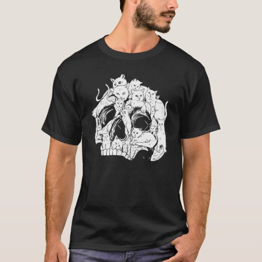 Katten schedel kitty skelet Halloween kostuum Sche T-shirt (Voorkant)