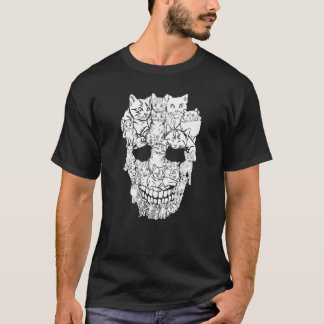 Katten schedel kitty skelet Halloween kostuum Sche T-shirt