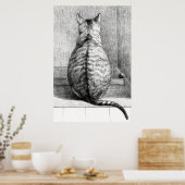 Katten schets kunst tekening vintage poster (Keuken)