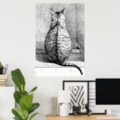 Katten schets kunst tekening vintage poster (Thuiskantoor)