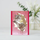 Katten scheuren door papier voor onmiddellijke ver briefkaart (Staand voorkant)