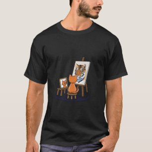 Katten Schilderen Leeuw Artistiek Dieren Liefhebbe T-shirt
