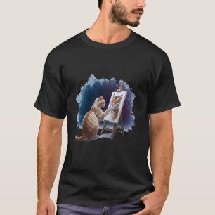 Katten Schilderen Leeuw Artistiek Dierenliefhebber T-shirt