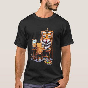 Katten Schilderij Leeuw Dier Tekening Abstracte Ku T-shirt