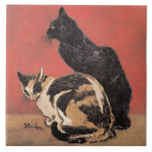 Katten, schilderij van Theophile Steinlen, Tegeltje