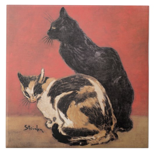 Katten, schilderij van Theophile Steinlen, Tegeltje (Voorkant)