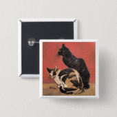 Katten, schilderij van Theophile Steinlen, Vierkante Button 5,1 Cm (Voorkant /achterkant)