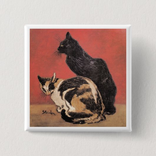 Katten, schilderij van Theophile Steinlen, Vierkante Button 5,1 Cm (Voorkant)