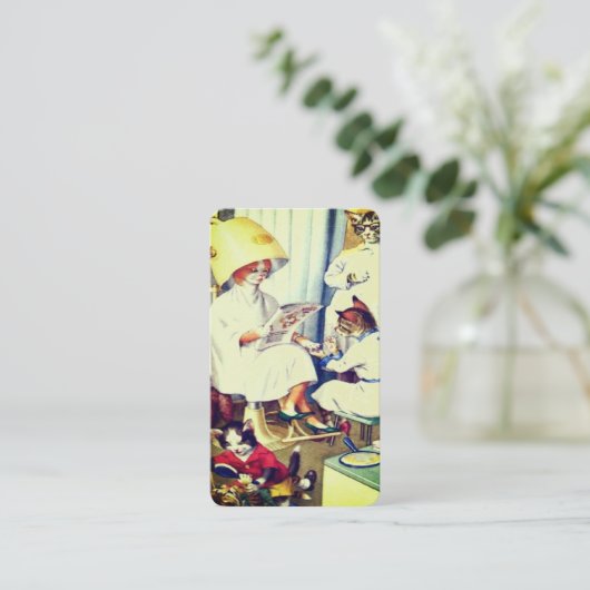  katten schoonheidssalon visitekaartje (Staand voorkant)