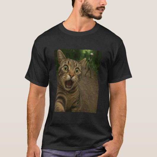 Katten selfie, Alien, Grappig T-shirt (Voorkant)