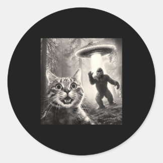 Katten selfie bos bomen Alien Ufo Bigfoot Humor Sa Ronde Sticker