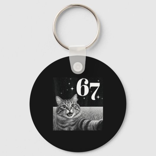Katten Selfie Met 67 Meme Grappige Katten Grafisch Sleutelhanger (Voorkant)