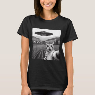 Katten Selfie Met Alien Ufo Grappige Kattencadeaus T-shirt