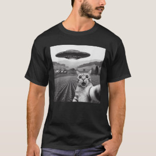 Katten Selfie Met Alien UFO Grappige Kattencadeaus T-shirt