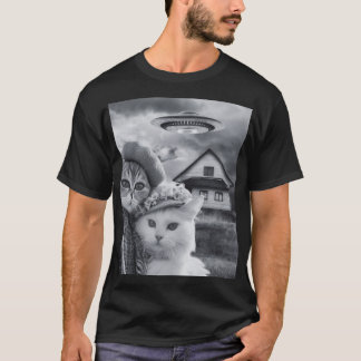 Katten selfie met Alien UFO grappige kattencadeaus T-shirt
