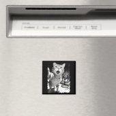 Katten selfie met chupacabra grappige cryptid meme magneet (Insitu (Vaatwasser))