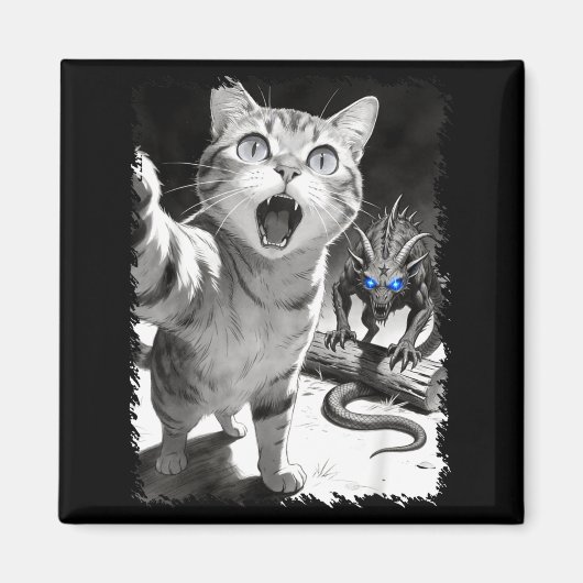 Katten selfie met chupacabra grappige cryptid meme magneet (Voorkant)