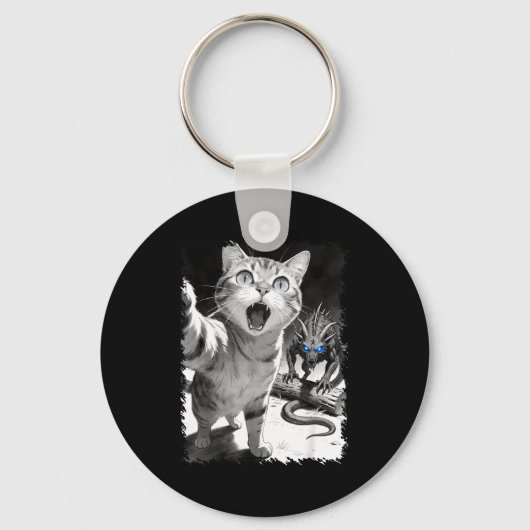 Katten selfie met chupacabra grappige cryptid meme sleutelhanger (Voorkant)