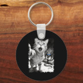 Katten selfie met chupacabra grappige cryptid meme sleutelhanger (Voorkant)