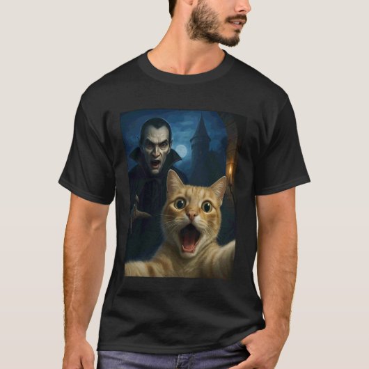 Katten selfie met een vampier Grappige kat T-shirt (Voorkant)