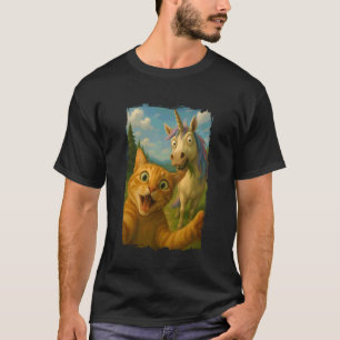 Katten selfie met eenhoorn grappige fantasie magie t-shirt