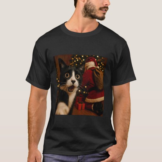 Katten Selfie Sinterklaas Kerst Sfeer T-shirt (Voorkant)