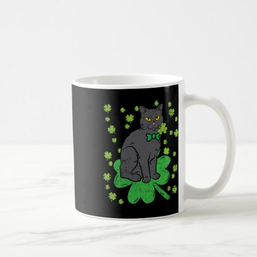 Katten Shamrock St Patricks Dag 4 Blad Klaver Mann Koffiemok (Rechts)