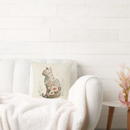 Katten Silhouet Bloem Boho Wilde Bloem Kussen