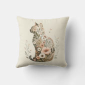 Katten Silhouet Bloem Boho Wilde Bloem Kussen (Achterkant)