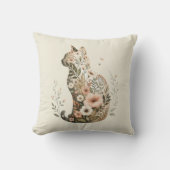 Katten Silhouet Bloem Boho Wilde Bloem Kussen (Voorkant)