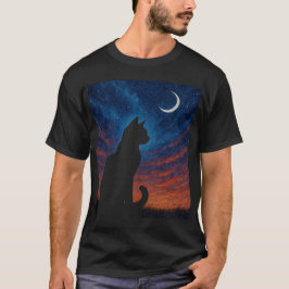 Katten Silhouet - Halve Maan Nachtelijke Hemel T-shirt