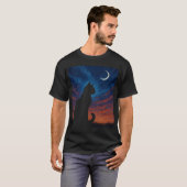 Katten Silhouet - Halve Maan Nachtelijke Hemel T-shirt (Voorkant volledig)